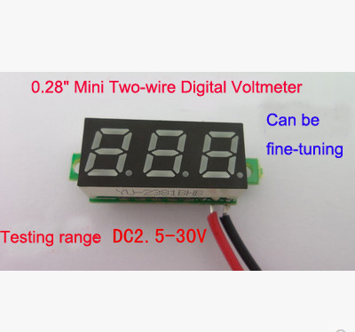 0.28 small Bule digital voltmeter 2 wires DC2.40-3